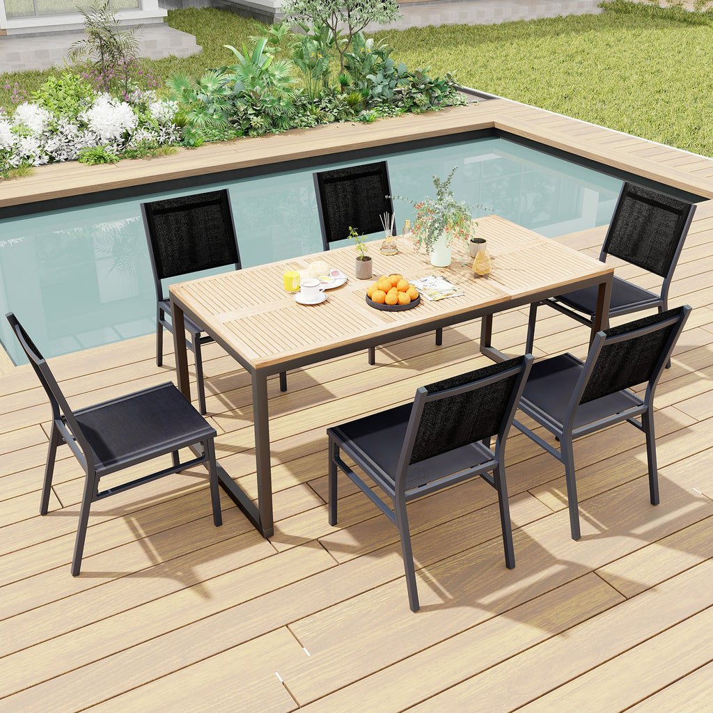 Outdoor Dining Chairs with Breathable Seat and Backrest for Backyard