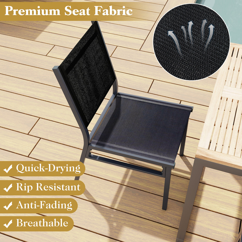Outdoor Dining Chairs with Breathable Seat and Backrest for Backyard