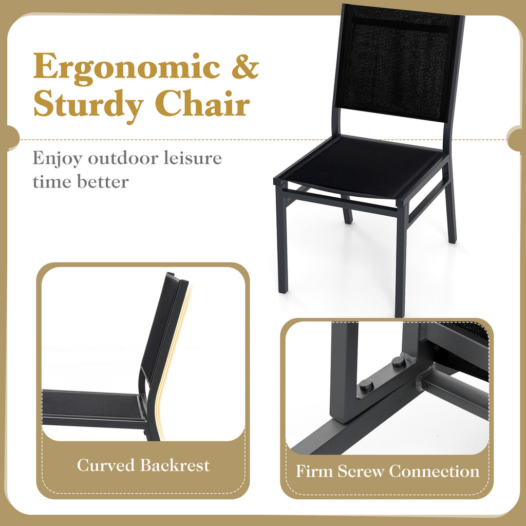 Outdoor Dining Chairs with Breathable Seat and Backrest for Backyard