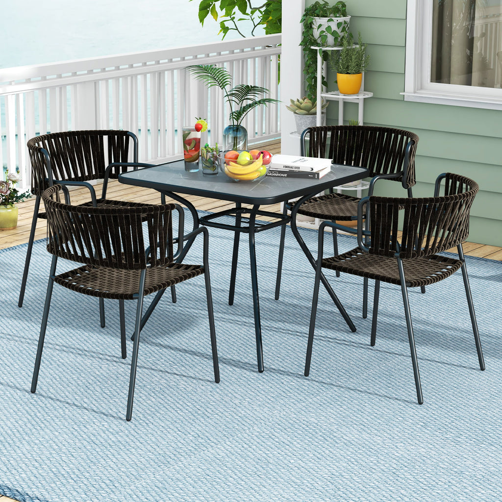 32 x Inch Heavy-Duty Outdoor Dining Table with Umbrella Hole for 4