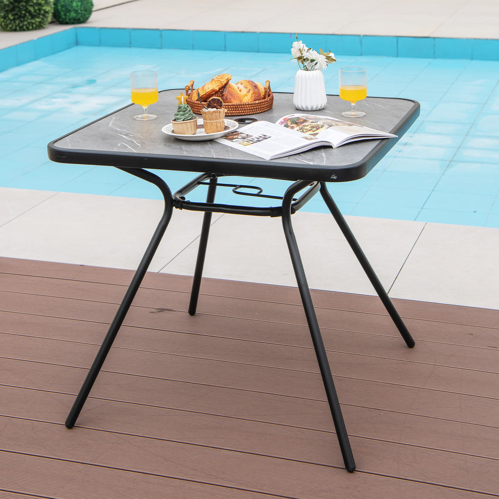 32 x Inch Heavy-Duty Outdoor Dining Table with Umbrella Hole for 4