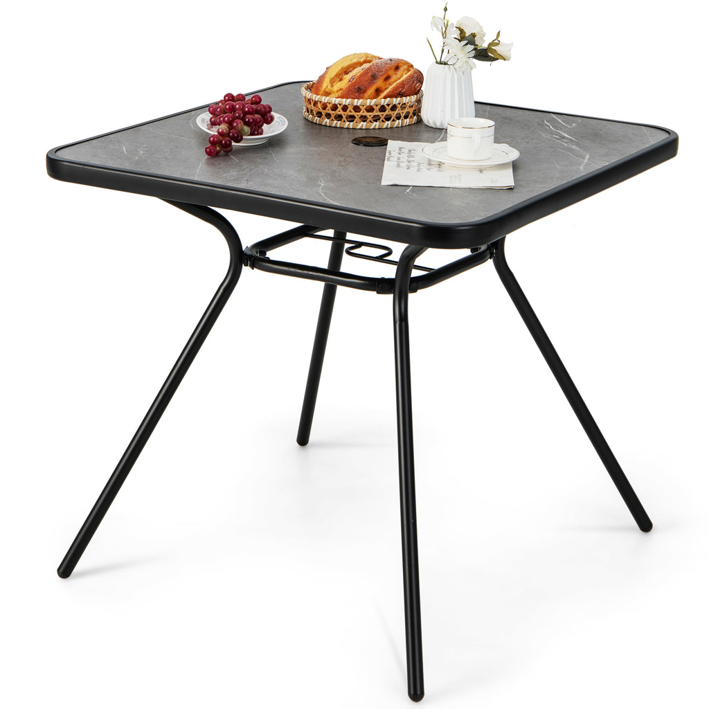 32 x Inch Heavy-Duty Outdoor Dining Table with Umbrella Hole for 4