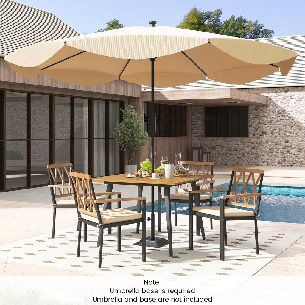 Outdoor Dining Table and Chairs with Cushions 1.9 inches Umbrella Hole