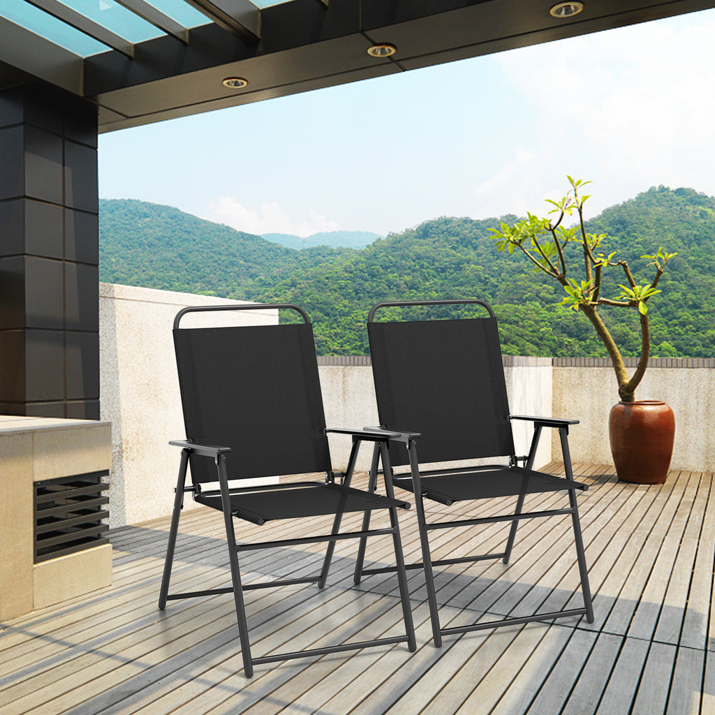 Outdoor Folding Sling Chairs with Armrest and Backrest