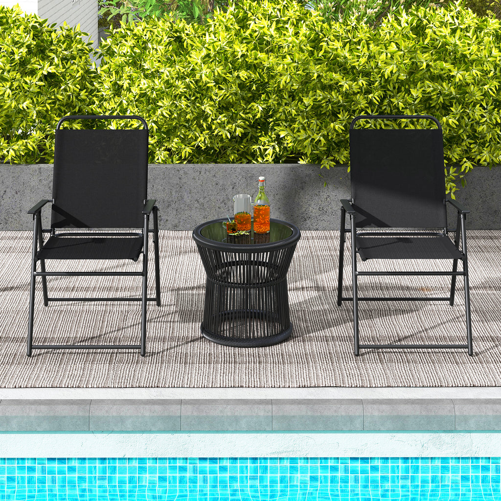 Outdoor Folding Sling Chairs with Armrest and Backrest