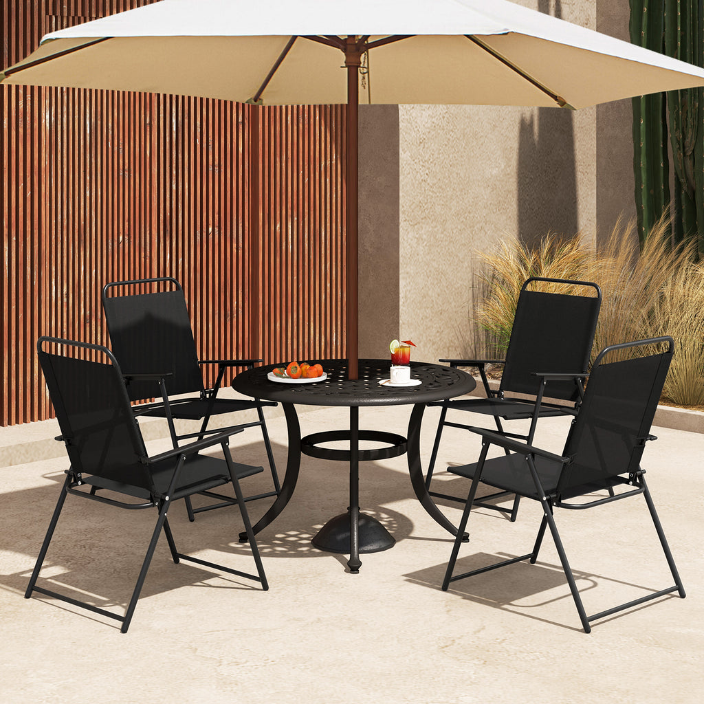 Outdoor Folding Sling Chairs with Armrest and Backrest