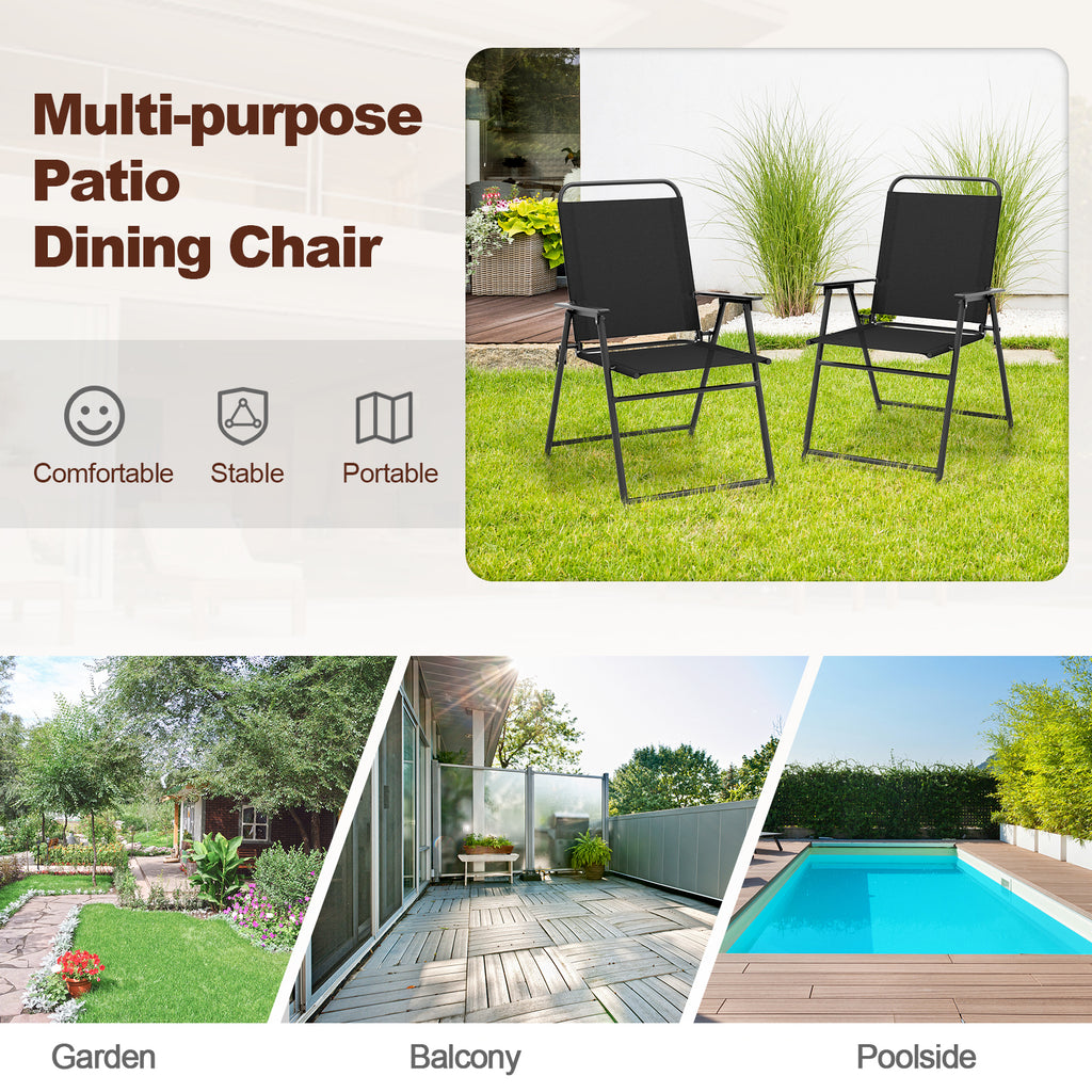 Outdoor Folding Sling Chairs with Armrest and Backrest