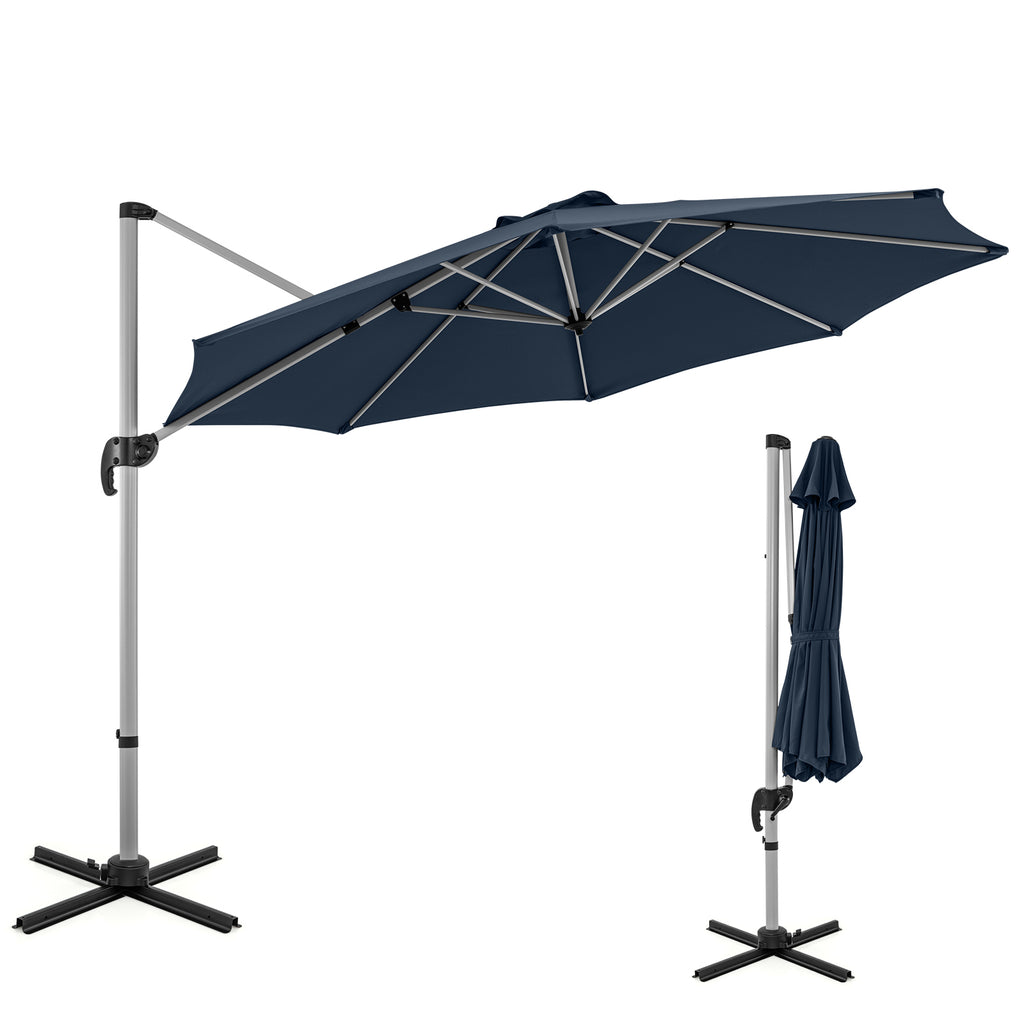 11 FT Patio Umbrella with 360° Rotation and 5-Angle Tilt - Navy