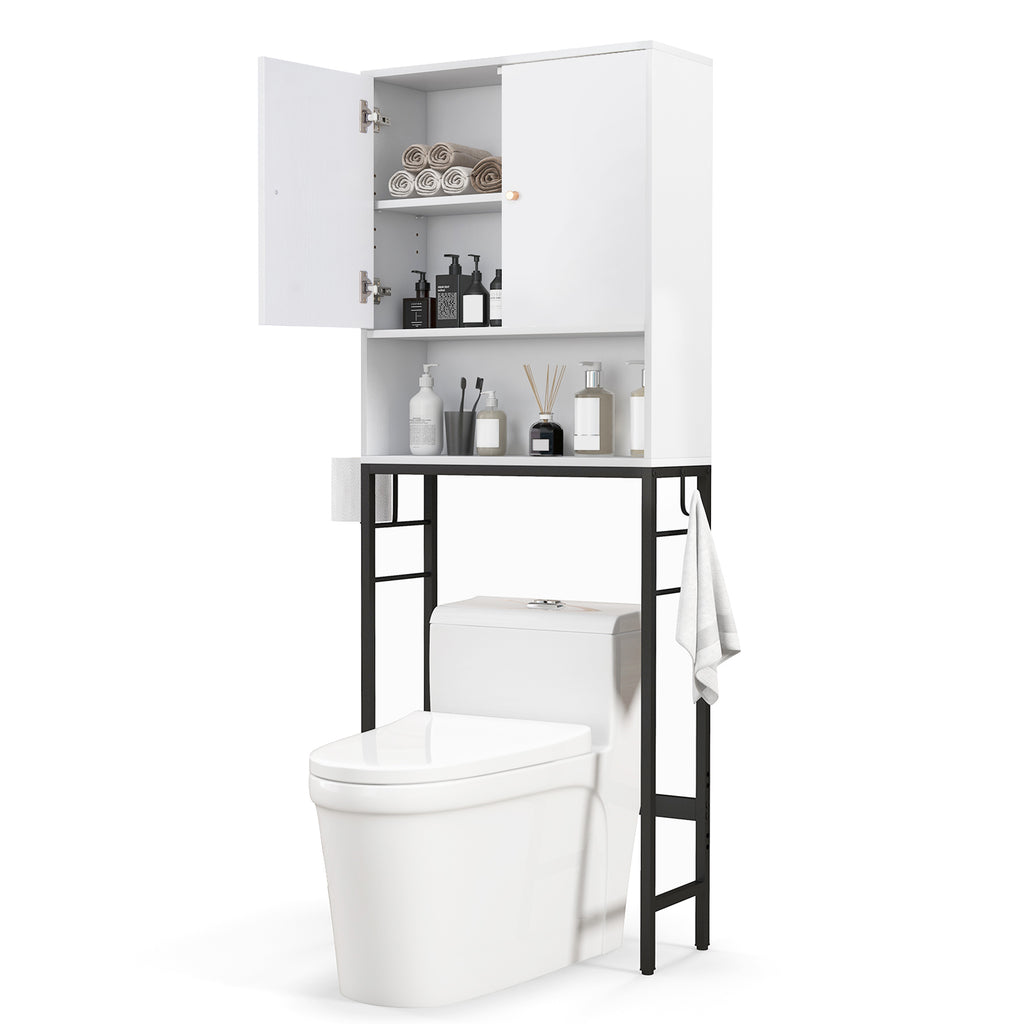 Over The Toilet Storage Cabinet with 2 Doors and Adjustable Shelf