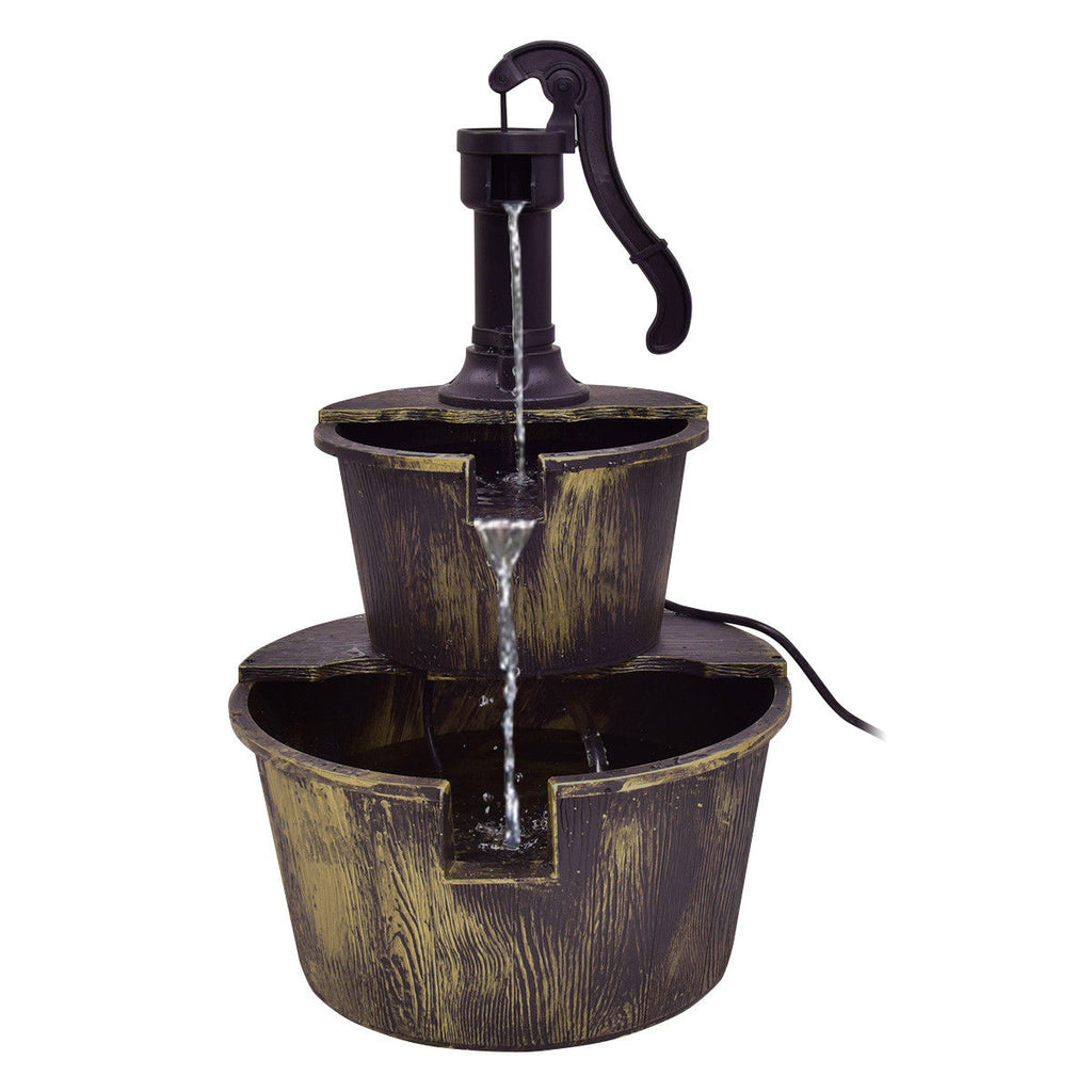 Outdoor Water Fountain with Pump - 18"L x 16"W x 27"H 2-Tier Garden Decor