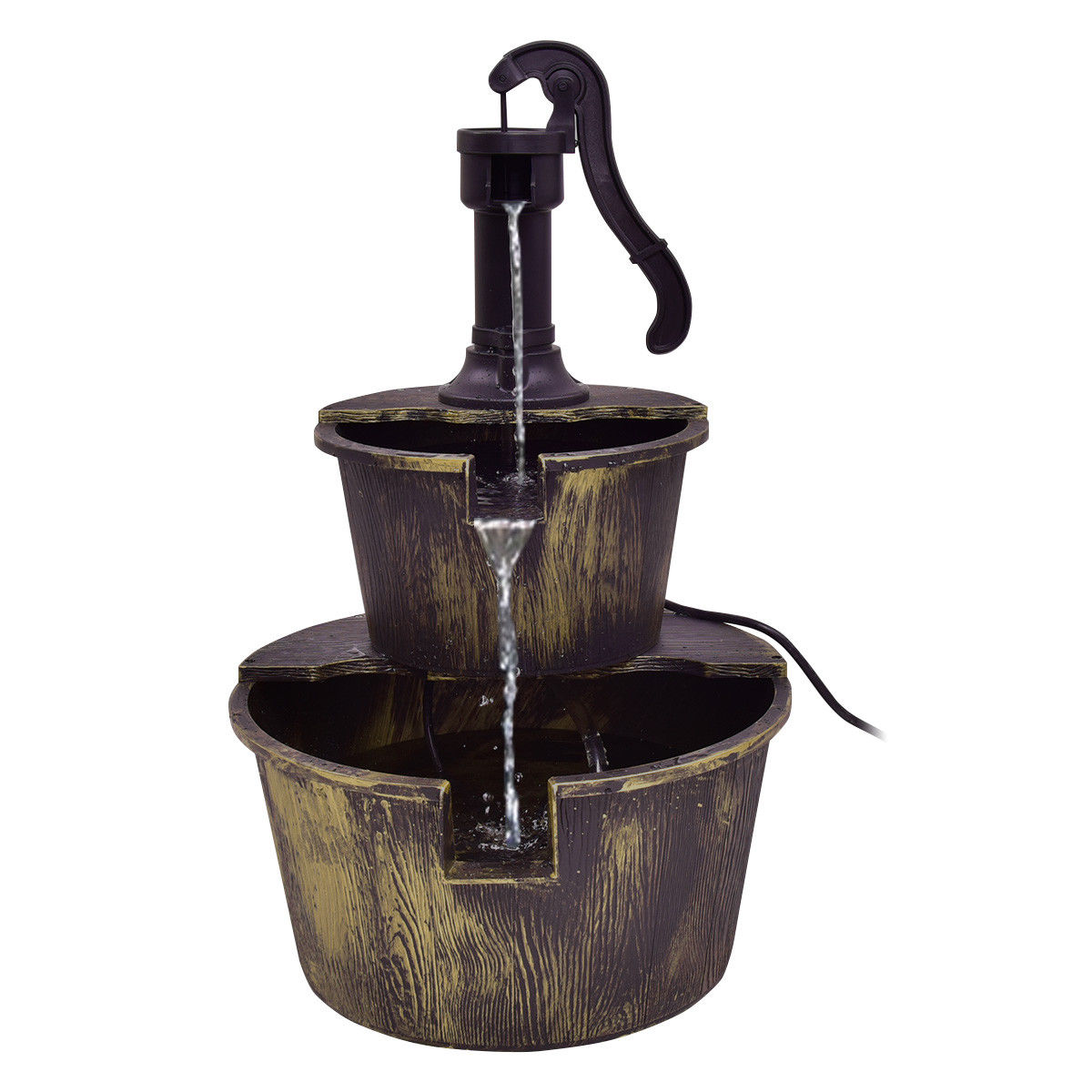 Outdoor Water Fountain with Pump - 18"L x 16"W x 27"H 2-Tier Garden Decor