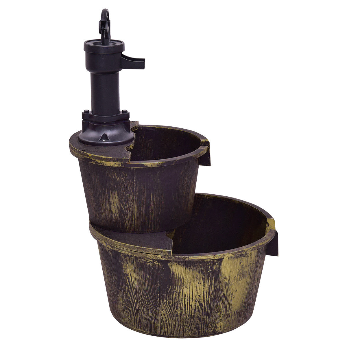 Outdoor Water Fountain with Pump - 18"L x 16"W x 27"H 2-Tier Garden Decor