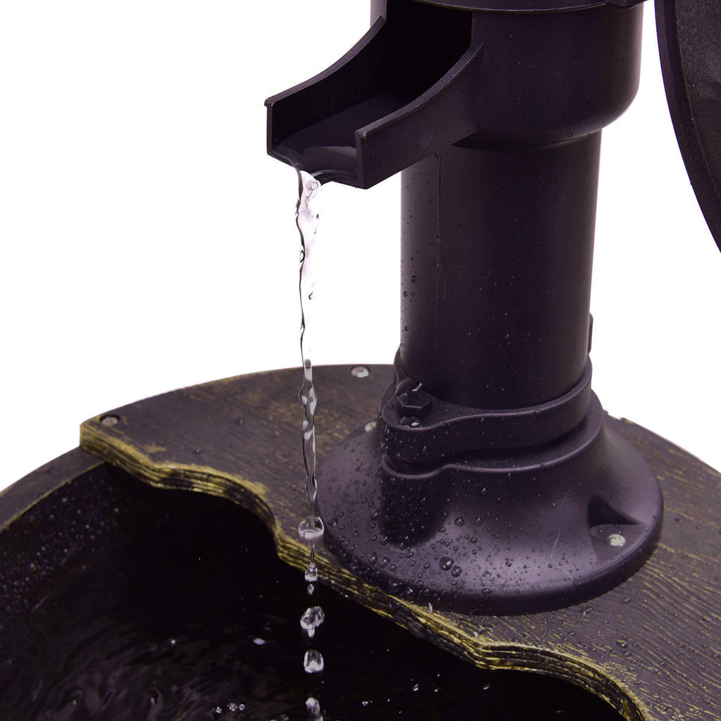 Outdoor Water Fountain with Pump - 18"L x 16"W x 27"H 2-Tier Garden Decor