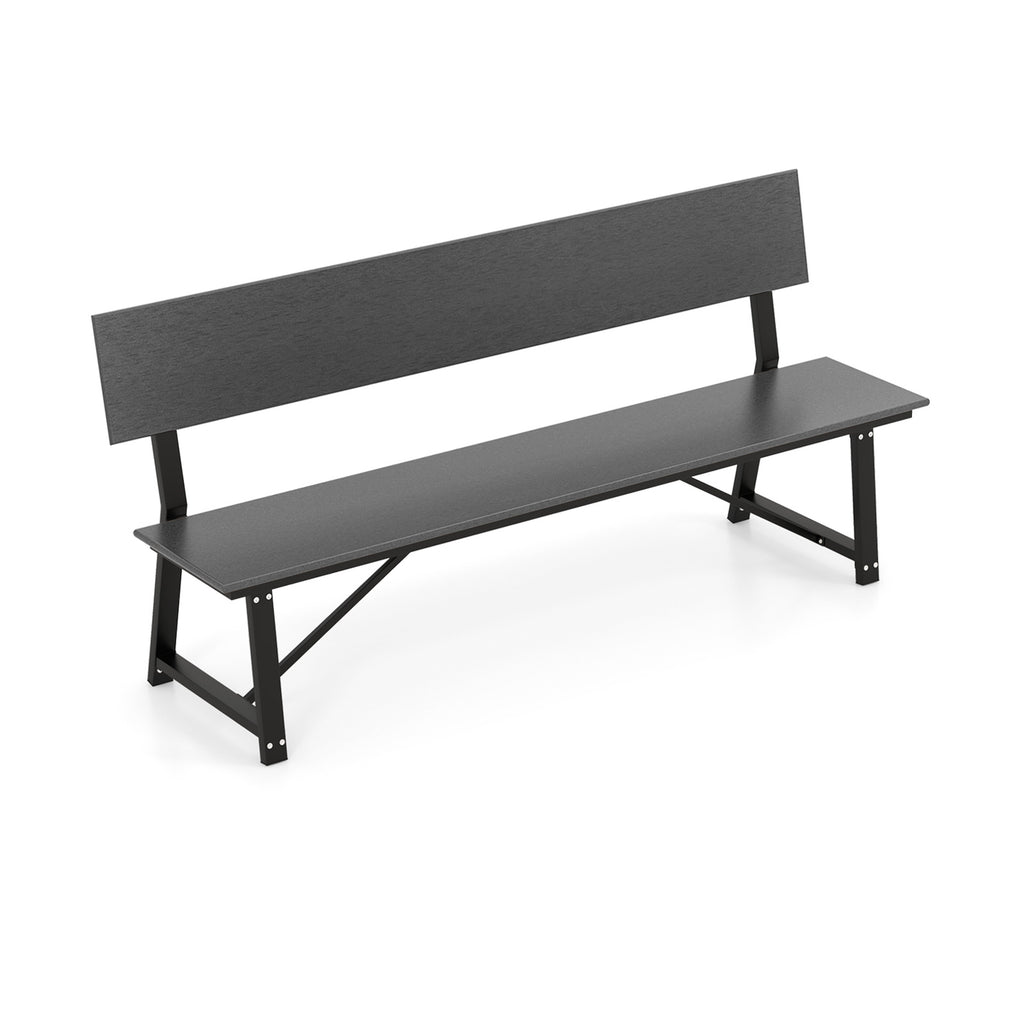 72 Inch Extra Long Bench with All-Weather HDPE Seat & Back for Yard