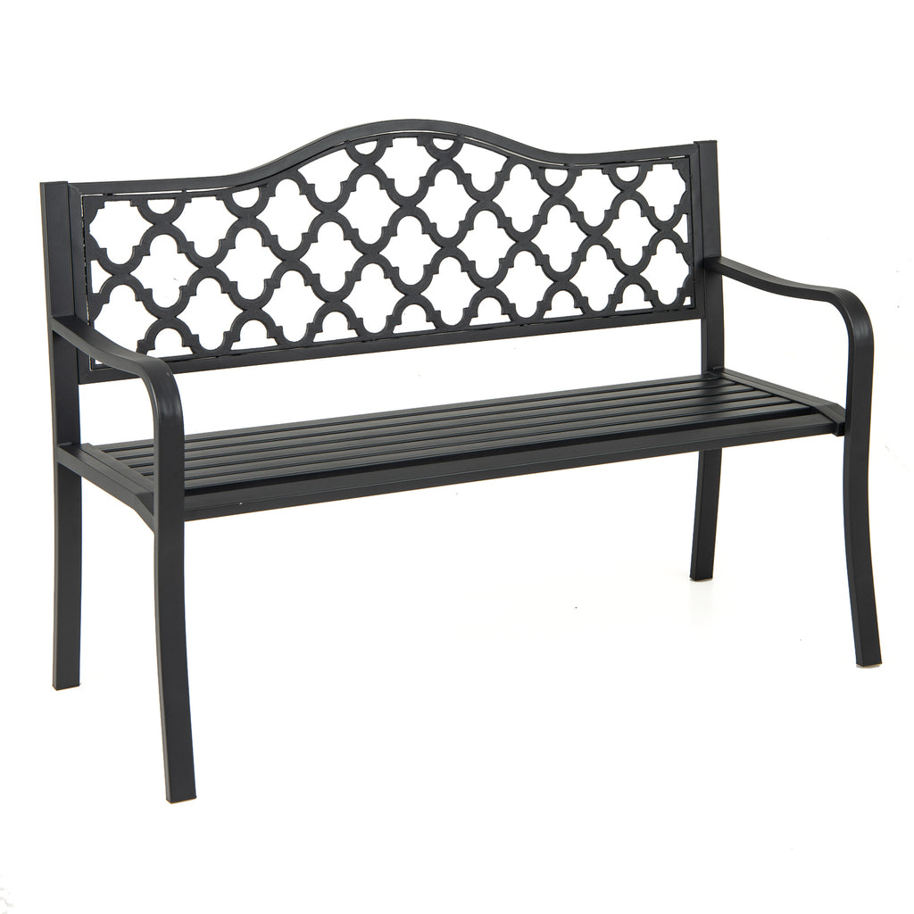 50.5 Inch Patio Bench with Curved Armrests for 2-3 People
