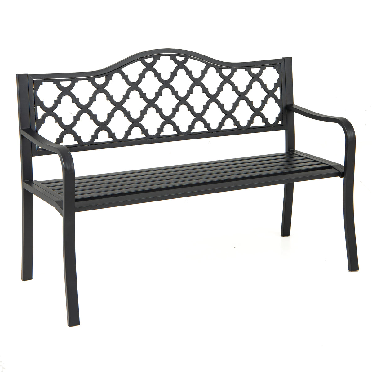 50.5 Inch Patio Bench with Curved Armrests for 2-3 People