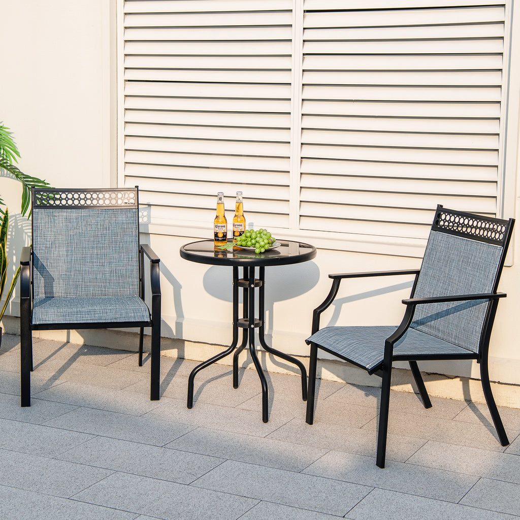 Patio Chairs Set of 2 All Weather Fabric - Blue