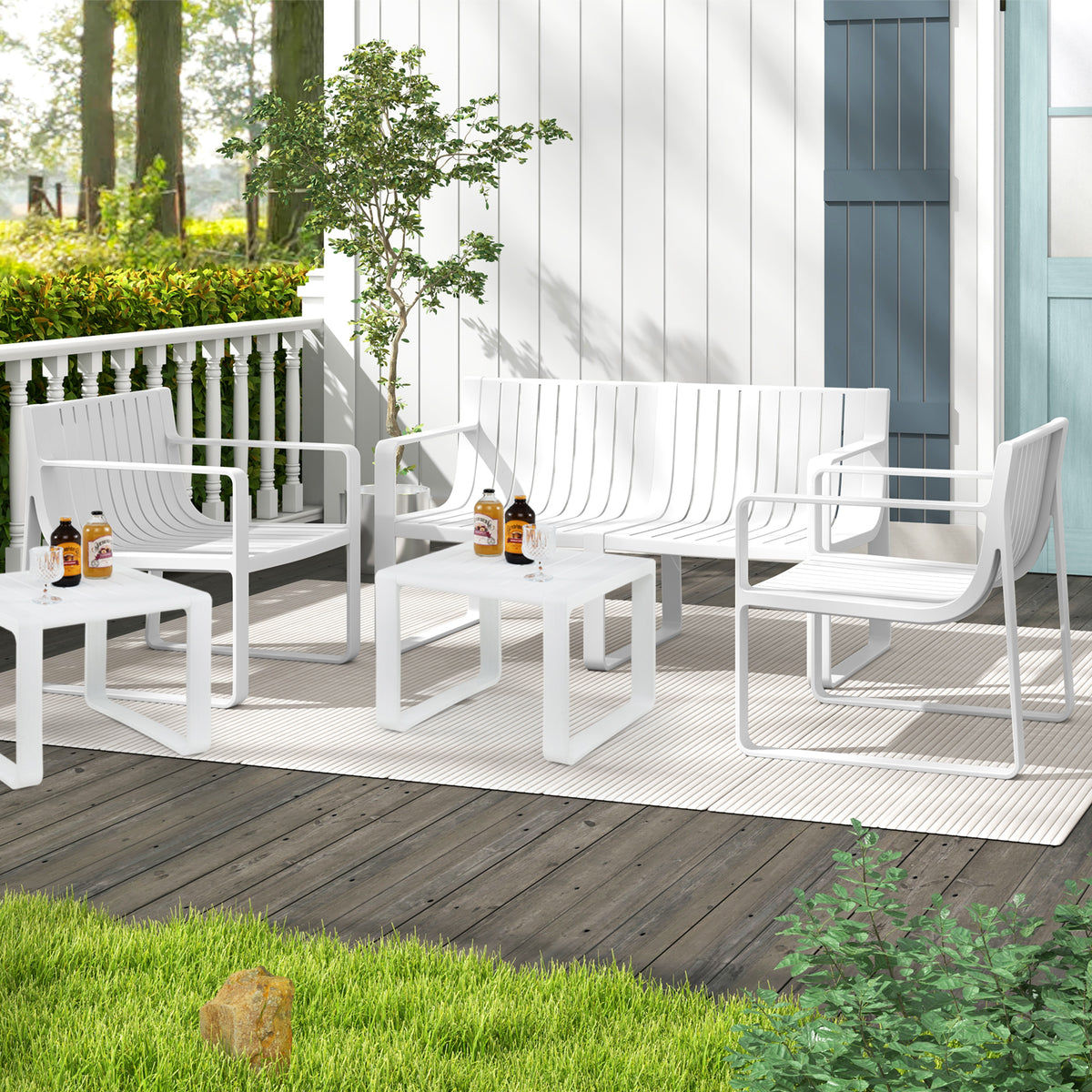 Patio Chairs Set of 2 with Curved Backrests and Seats