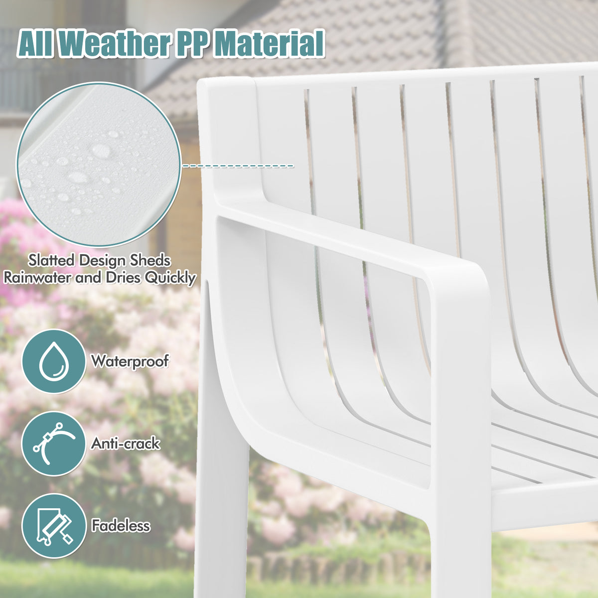 Patio Chairs Set of 2 with Curved Backrests and Seats