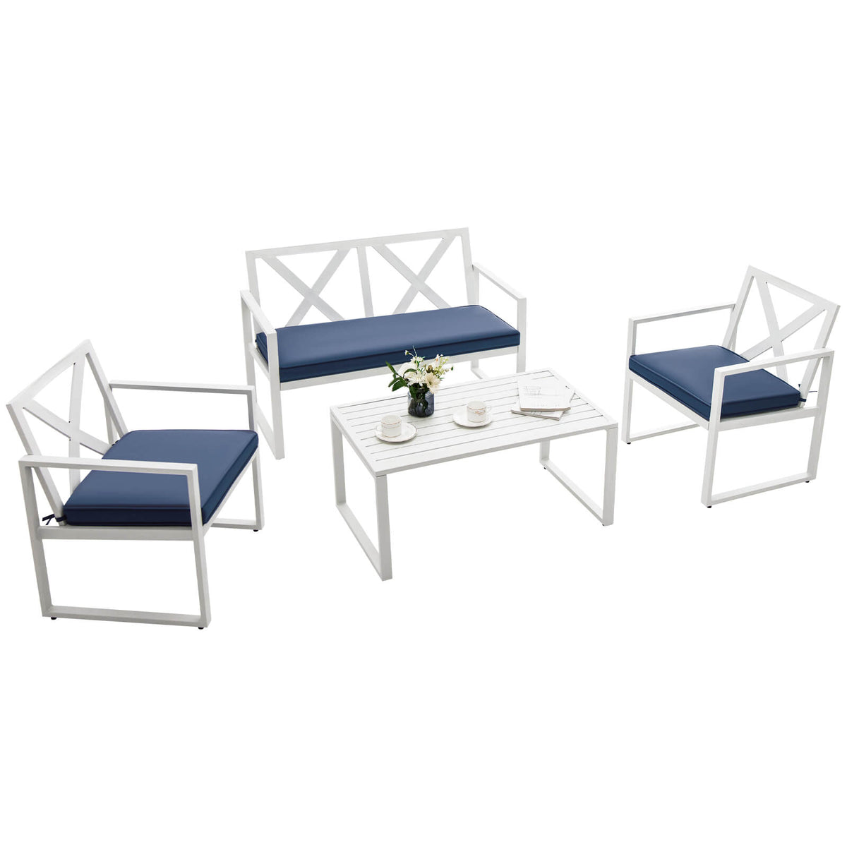 4-Piece Outdoor Conversation Set with Steel Frame