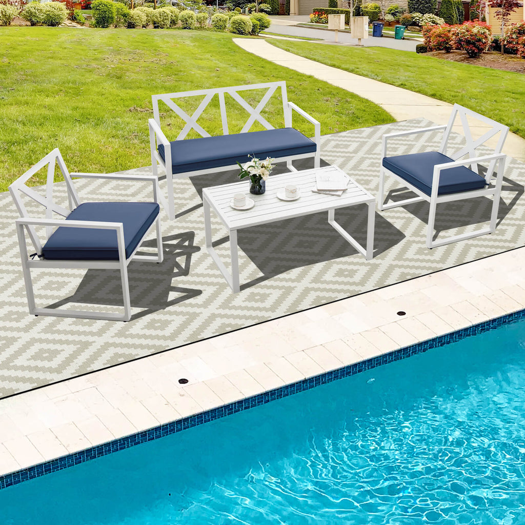 4-Piece Outdoor Conversation Set with Steel Frame