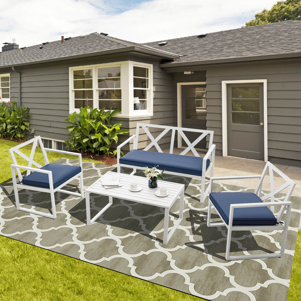 4-Piece Outdoor Conversation Set with Steel Frame