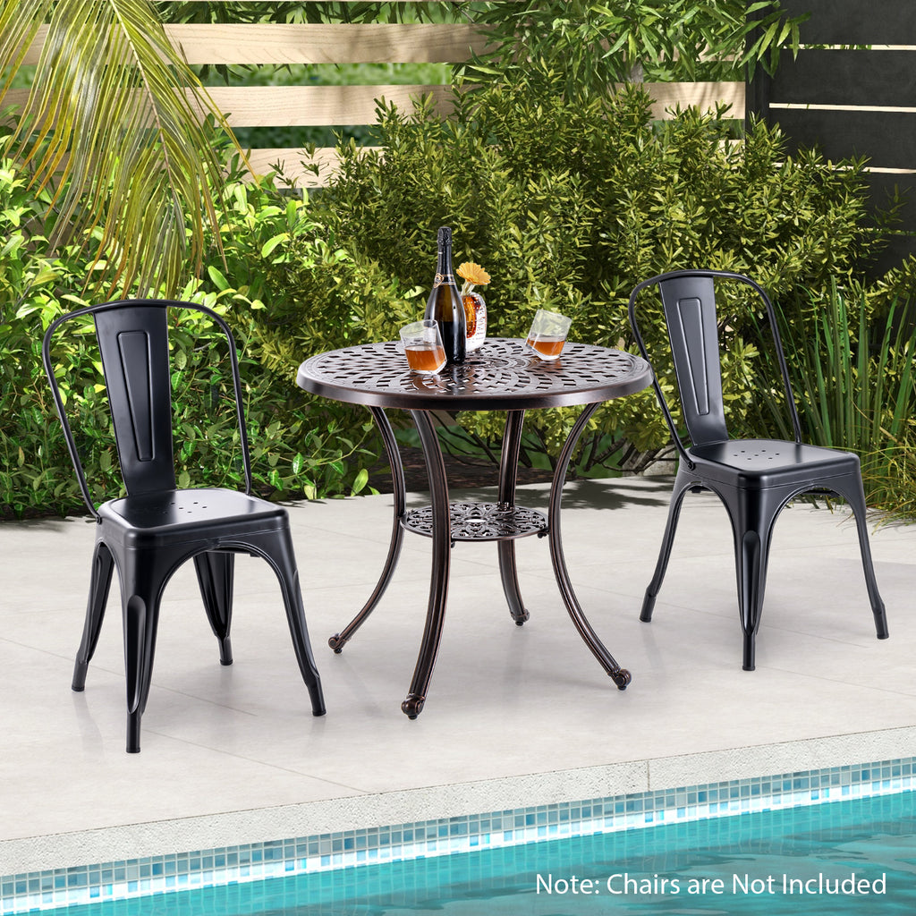 Patio Cast Aluminum Table 31 Inch Diameter Round with Umbrella Hole