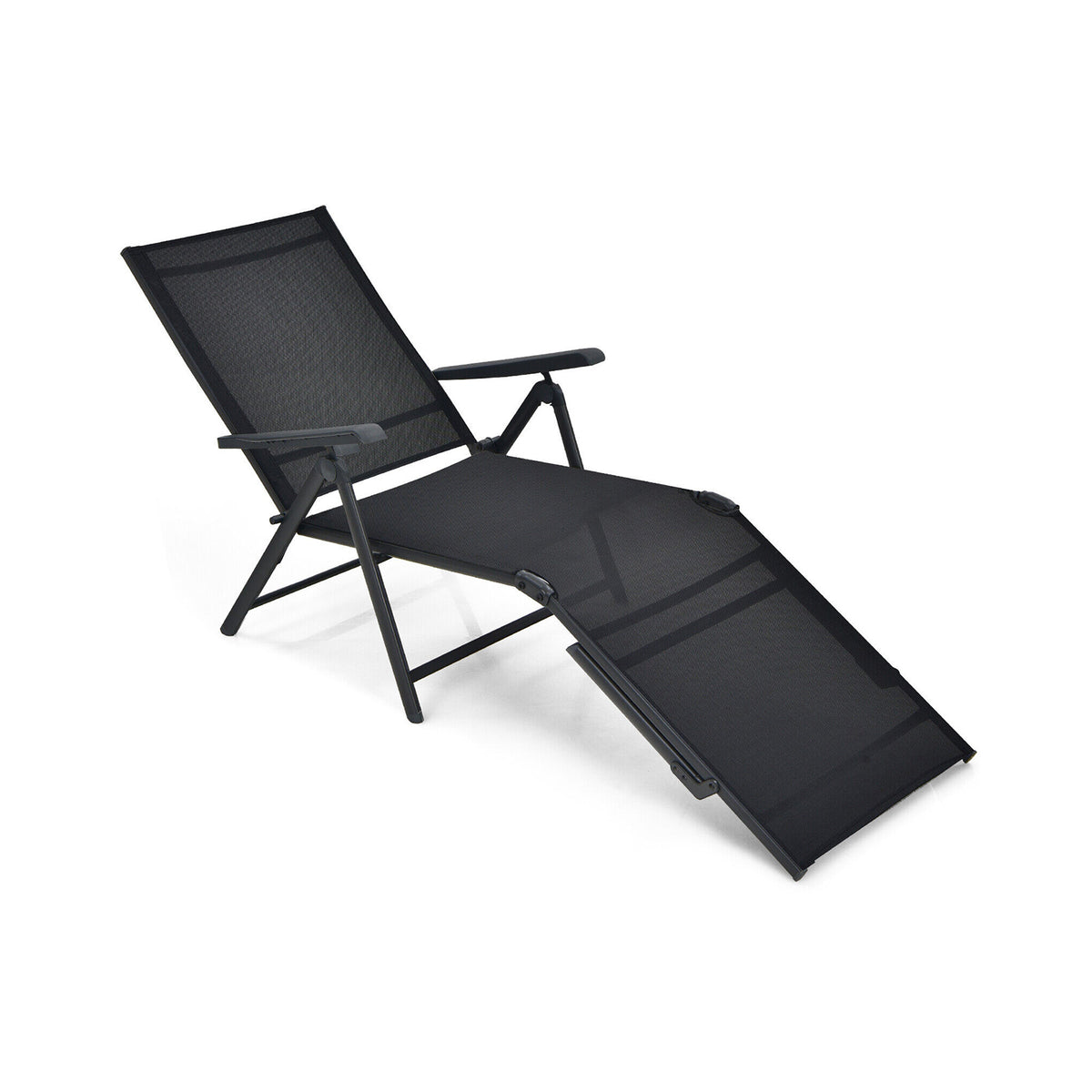 Foldable Chaise Lounge Chair with Backrest & Footrest - Brown