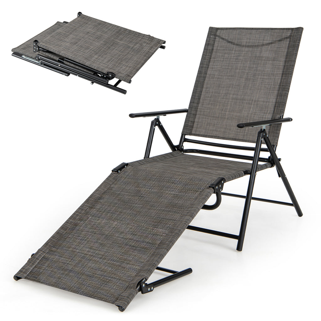 Patio Folding Chaise Lounge Chairs Recliner with 6-Level Backrest