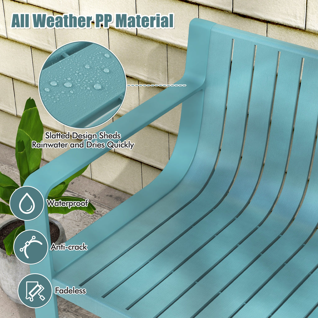 Weather-resistant Plastic 2-Person Bench with Curved Backrest