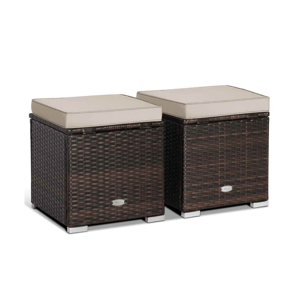 Patio Storage Ottoman with Cushion - Gray, Set of 2