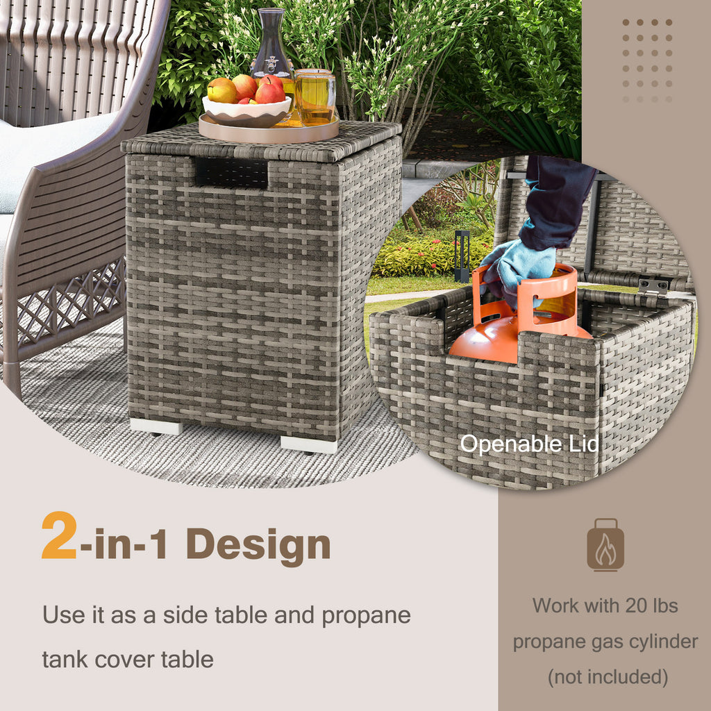 2-in-1 Patio Rattan Gas Propane Tank Cover for 20 lbs Tanks