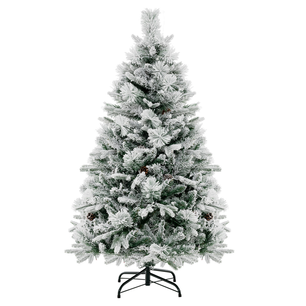 6/7 Feet Pre-Lit Artificial Silver Tinsel Xmas Tree with 790 Tips & 300 LED Lights - Variation of 6 ft