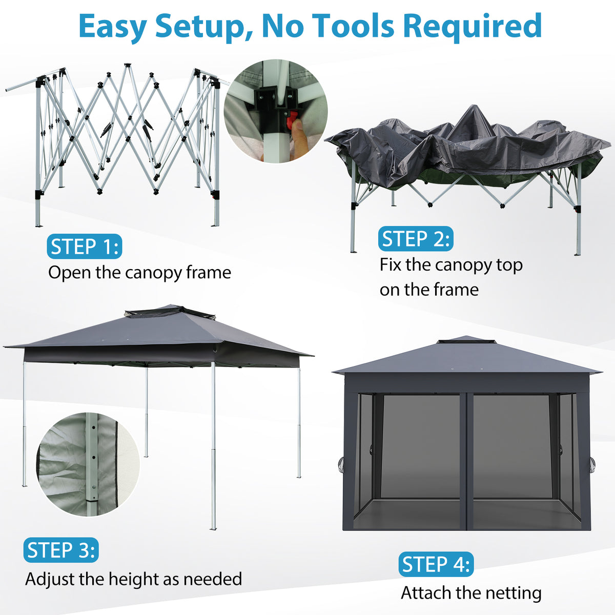 11 X FT Pop Up Gazebo with Mesh Netting and Double Roof