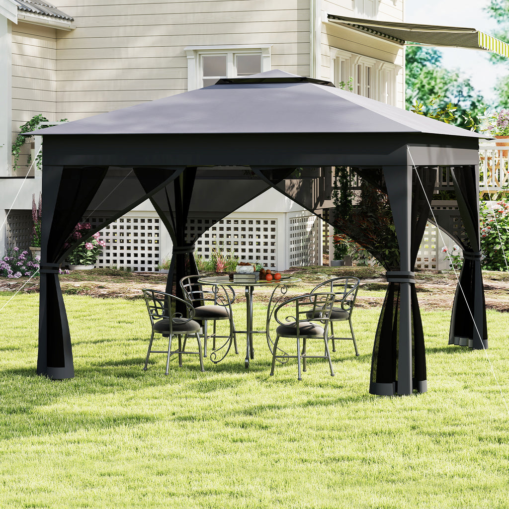 11 X FT Pop Up Gazebo with Mesh Netting and Double Roof