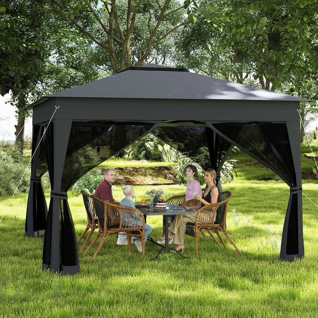 11 X FT Pop Up Gazebo with Mesh Netting and Double Roof