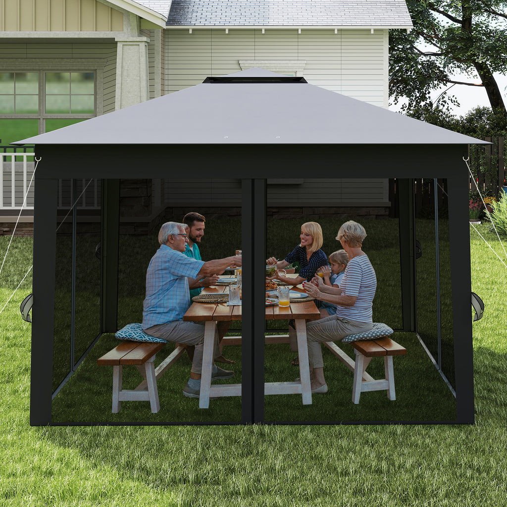 11 X FT Pop Up Gazebo with Mesh Netting and Double Roof