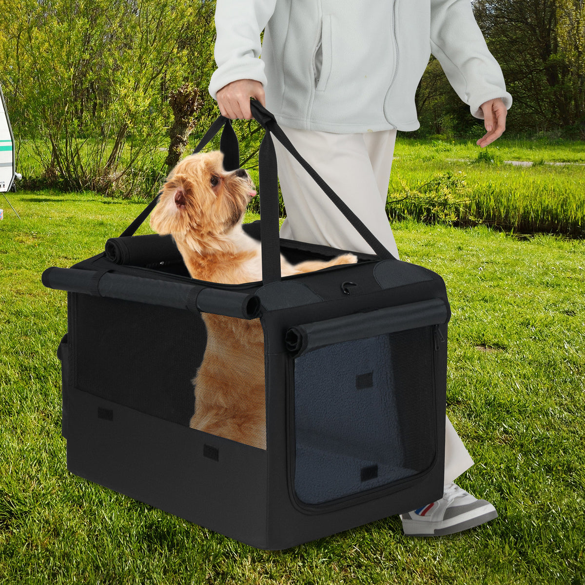 Foldable Pet Carrying Bag with Mesh Openings and Cushions - S Variation