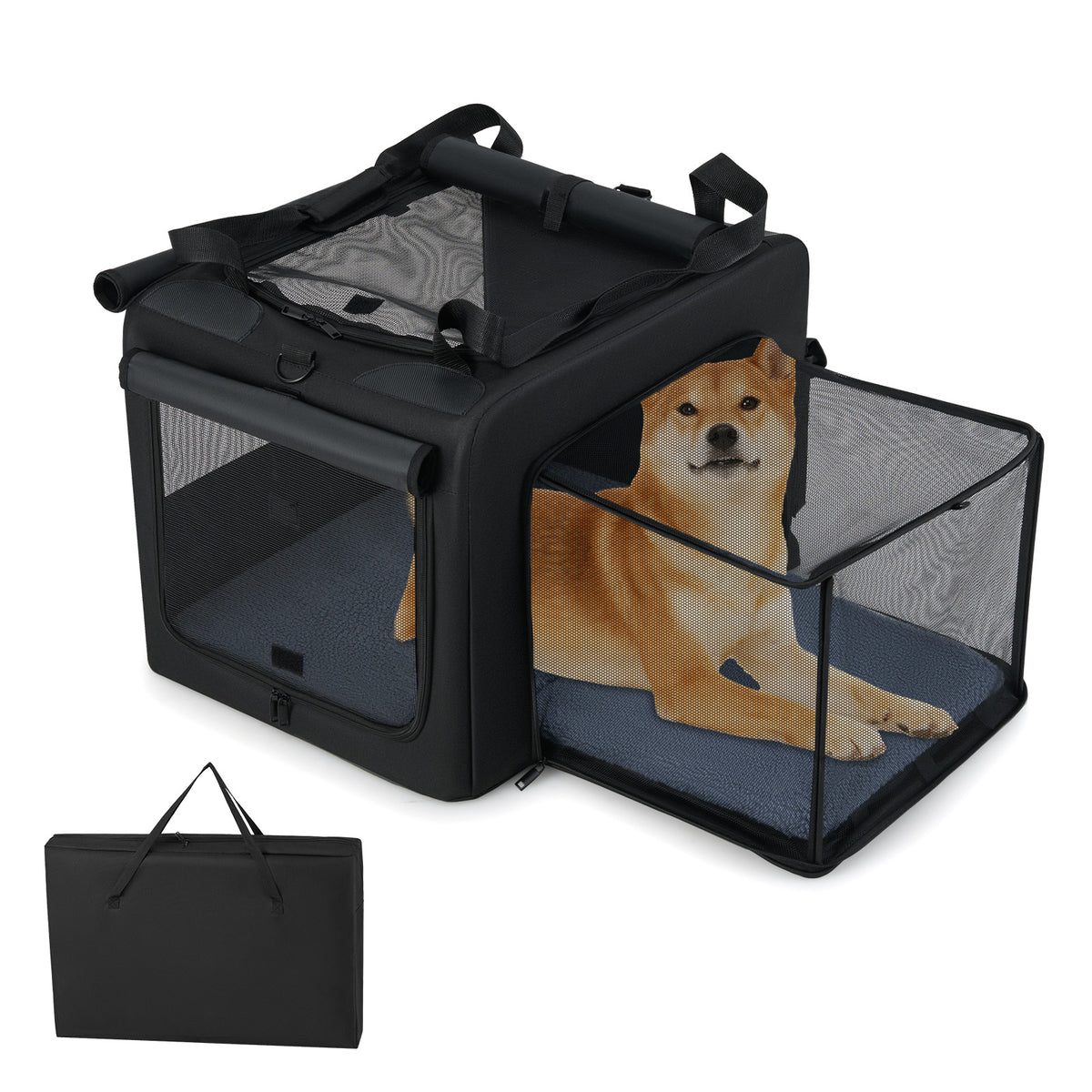 Foldable Pet Carrying Bag with Mesh Openings and Cushions - S Variation