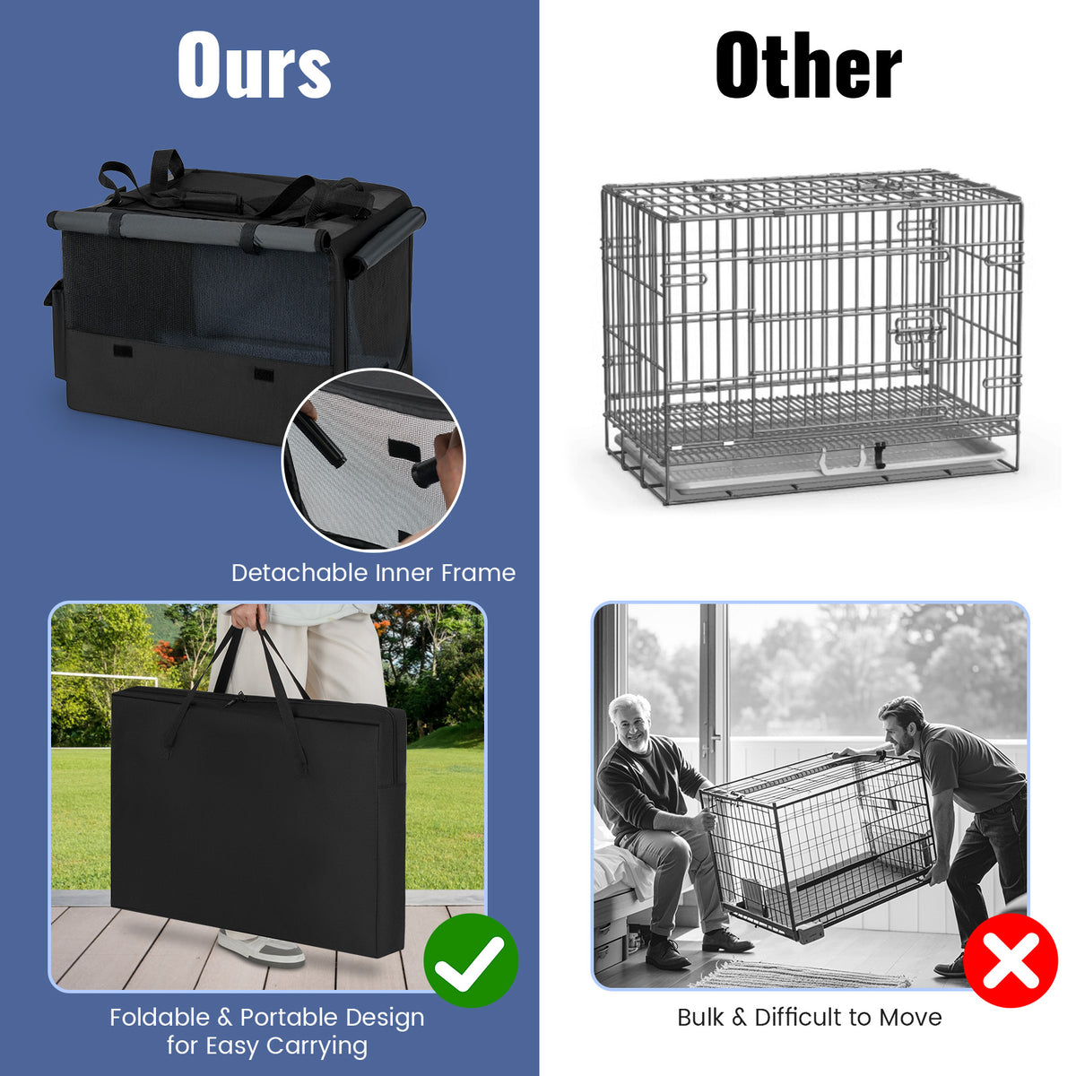 Foldable Pet Carrying Bag with Mesh Openings and Cushions - S Variation