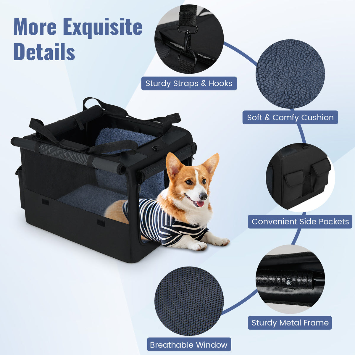 Foldable Pet Carrying Bag with Mesh Openings and Cushions - S Variation