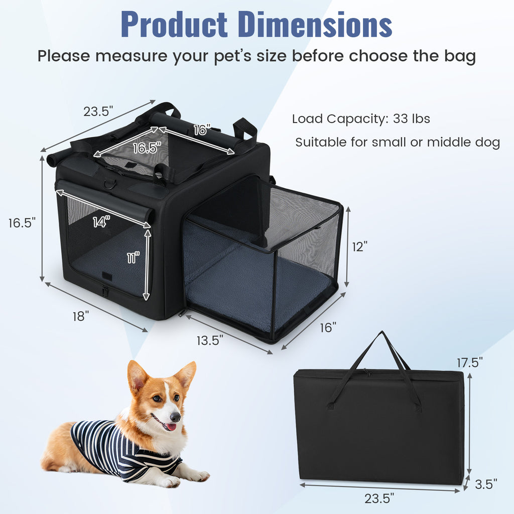 Foldable Pet Carrying Bag with Mesh Openings and Cushions - S Variation