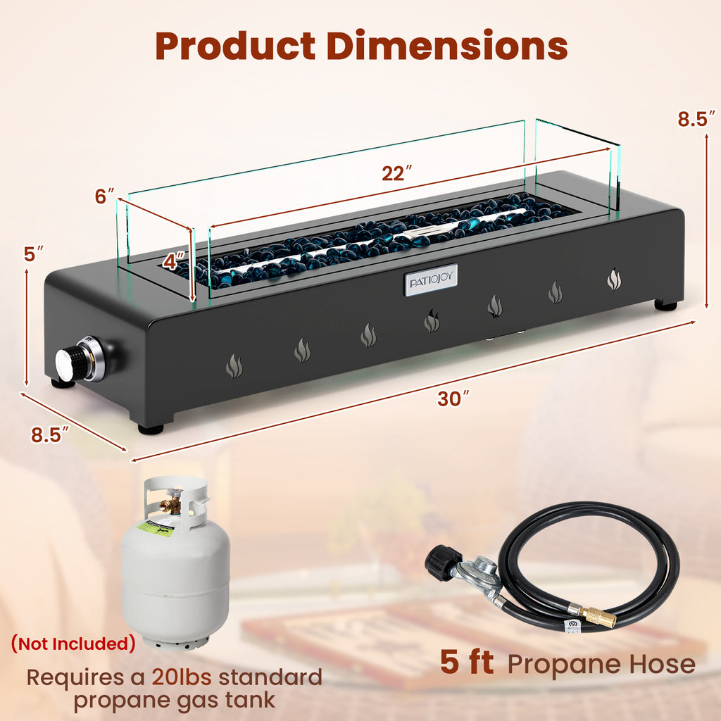 Portable Mini Propane Fireplace – 40,000 BTU, Stainless Steel Burner