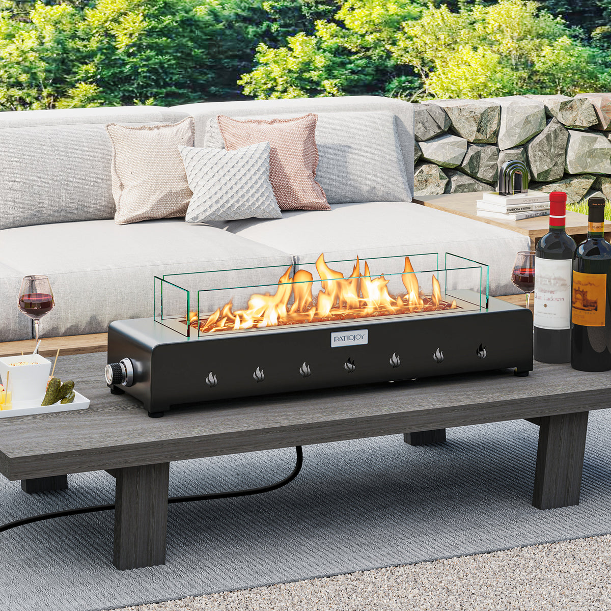 Portable Mini Propane Fireplace – 40,000 BTU, Stainless Steel Burner