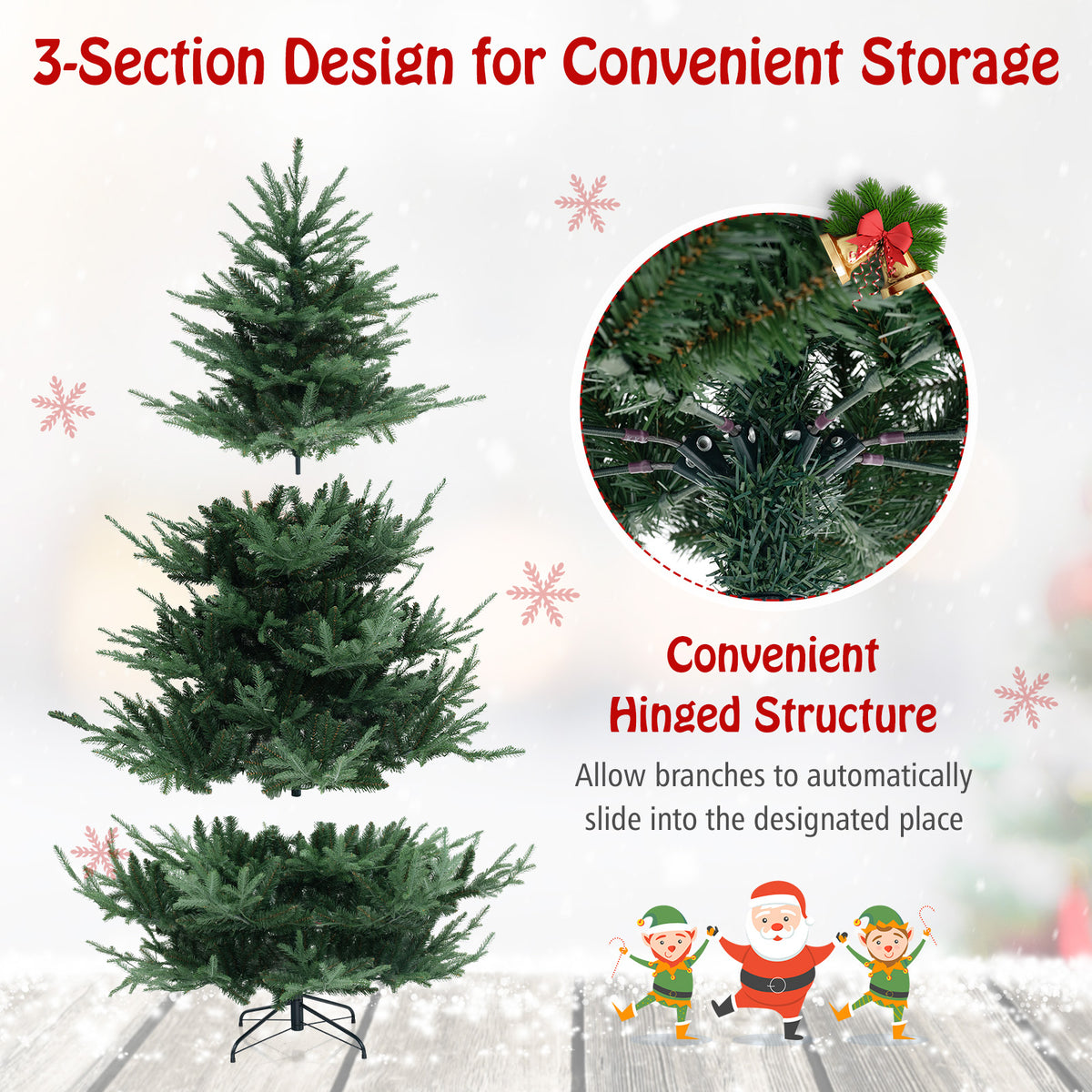 7 Ft Pre-Lit Artificial Christmas Tree with Warm White LED Lights - Costway