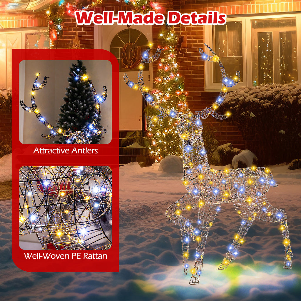 Pre-Lit Christmas Reindeer with 170 LED Lights - 4.6 Ft Indoor & Outdoor Decor - Variation 1-Piece