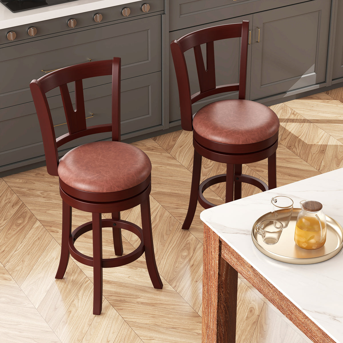 Counter Height Swivel Barstools with High Backs, 26 inches – Set of 2