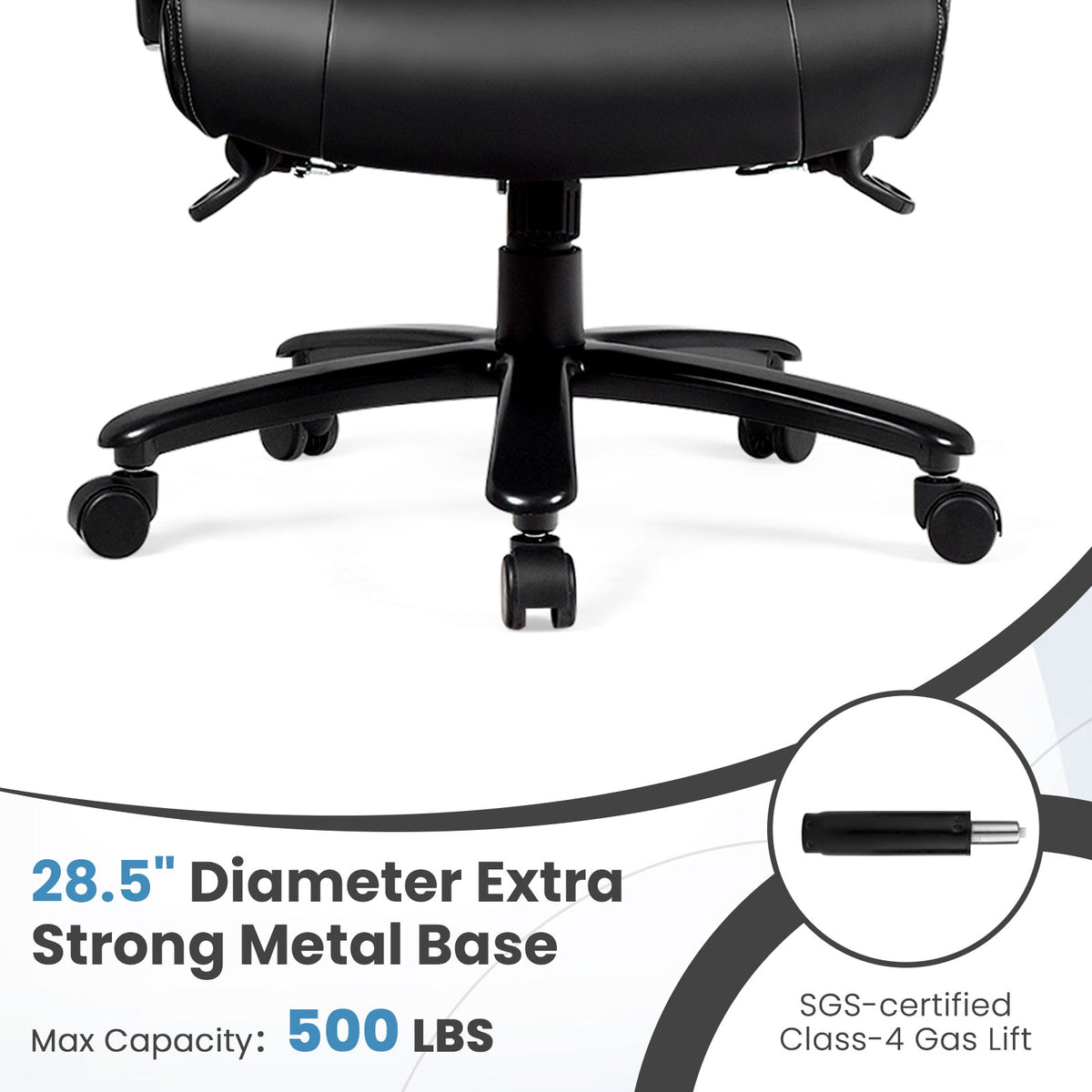 PU Leather Massage Office Chair with Foam Cushion – Big & Tall, Black