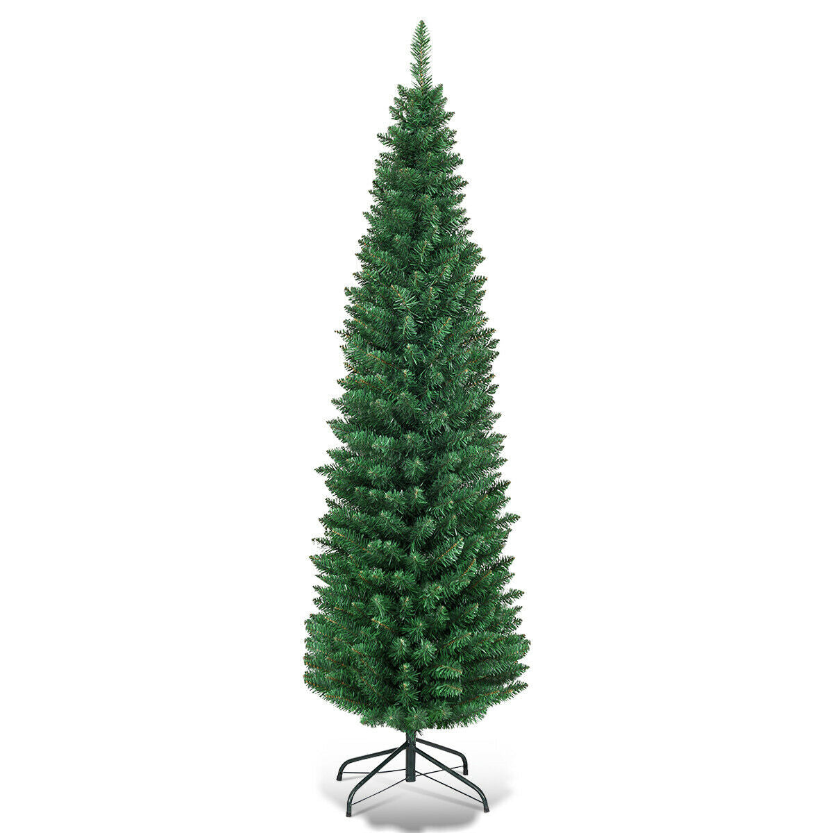 5 Ft Slim PVC Artificial Christmas Tree with Metal Stand - Costway