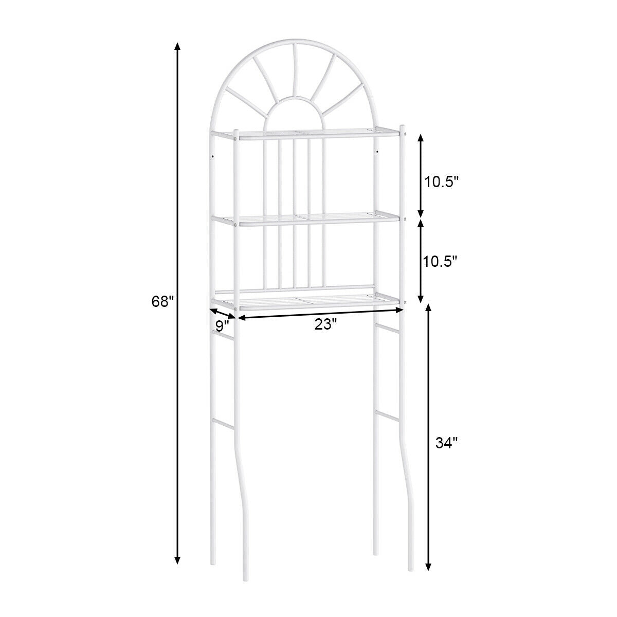 3-Tier Over-the-Toilet Storage Rack - 23 x 68 Inch